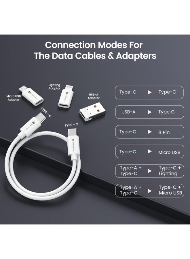بورترونيكس Portronics Snapcase 4 60W Multifunctional Fast Charging Data Cable Transparent Kit, Conversion Set USB A & Type C to Male Micro/Type C/Lightning, Data Transfer, Sim Storage, Sim Eject Pin,Pocket Size - Image 5